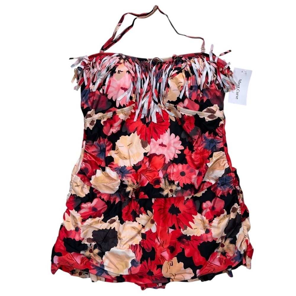 Meet.Curve Size 2XL Fringe One Piece Swimsuit Tropical Floral
